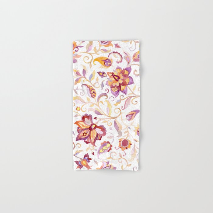 Exotic Oriental Chintz Peach Pink Floral Pattern Bath Towel Gallery Image 1