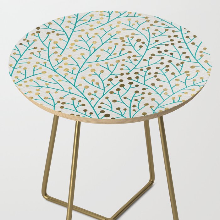 Berry Branches - Turquoise & Gold Side Table Gallery Image 2
