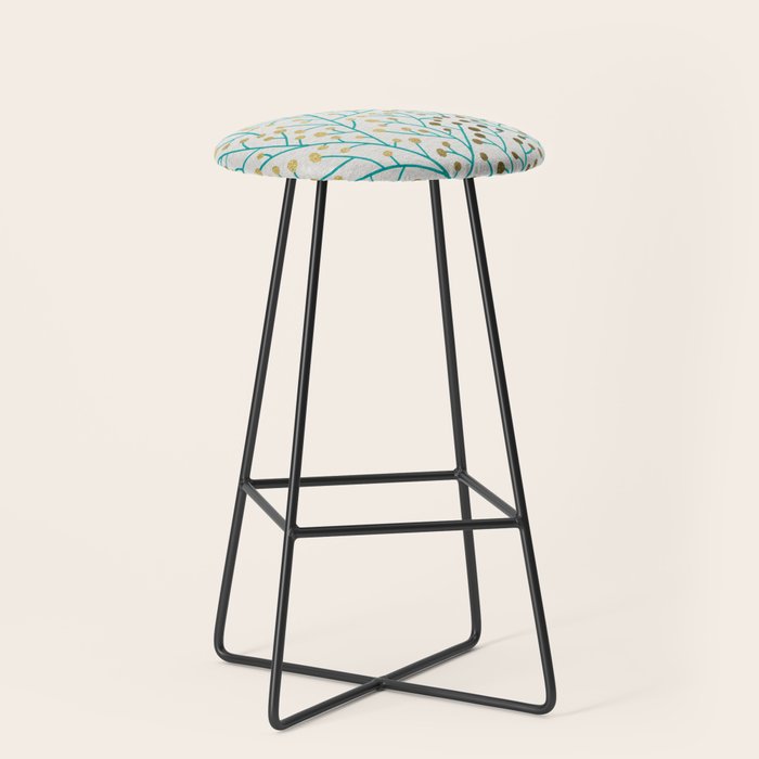 Berry Branches - Turquoise & Gold Stool Gallery Image 1