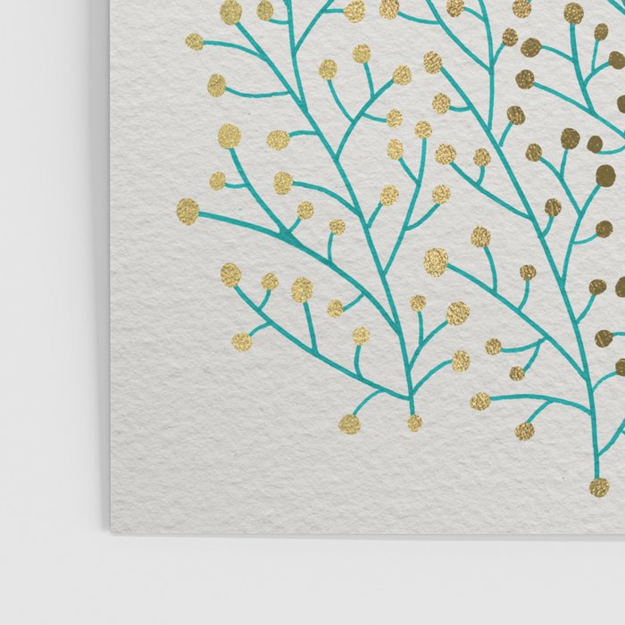 Berry Branches - Turquoise & Gold Poster Gallery Image 3