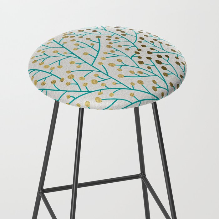 Berry Branches - Turquoise & Gold Stool Gallery Image 2