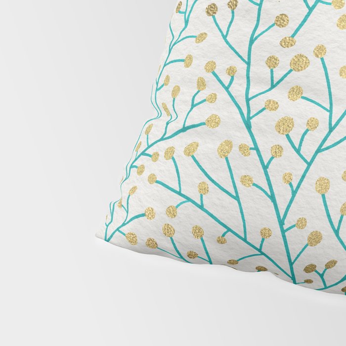 Berry Branches - Turquoise & Gold Pillow Sham Gallery Image 4