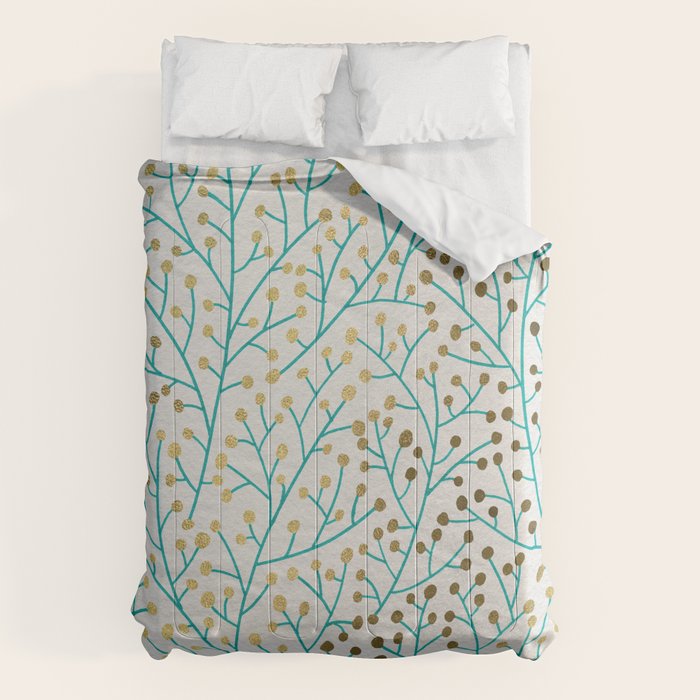 Berry Branches - Turquoise & Gold Comforter Gallery Image 6