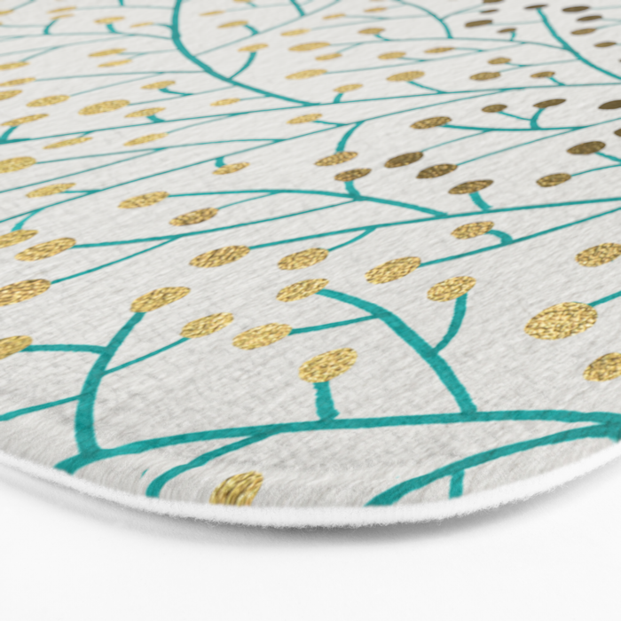 Berry Branches - Turquoise & Gold Bath Mat Gallery Image 3