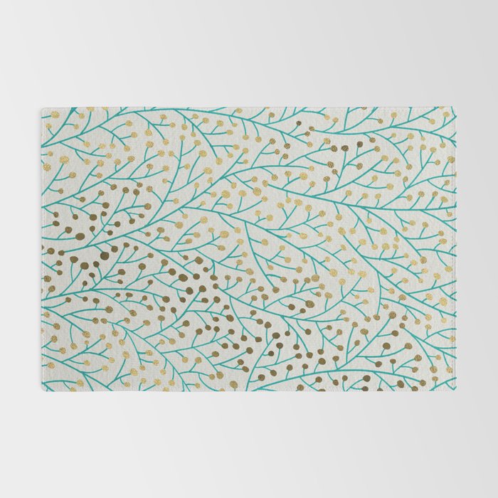 Berry Branches - Turquoise & Gold Rug Gallery Image 2