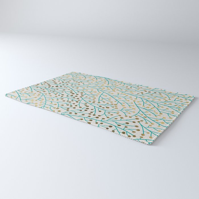 Berry Branches - Turquoise & Gold Rug Gallery Image 3