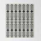 Black aztec lines and flowers on neutral Throw Blanket Gallery Image 2