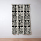 Black aztec lines and flowers on neutral Window Curtain Gallery Image 3