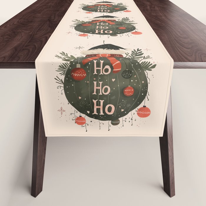 Festive Ho Ho Ho Bauble Table Runner Gallery Image 1