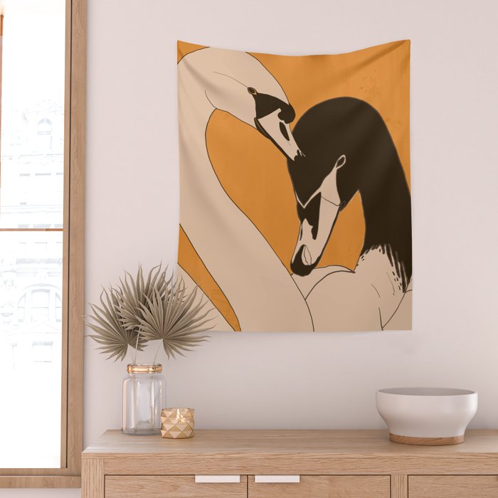 Two Swans 2 Wall Tapestry Gallery Image 2