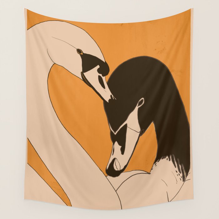 Two Swans 2 Wall Tapestry Gallery Image 1