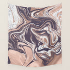 Liquid Rose Gold Violet and Marble Wall Tapestry Gallery Image 4