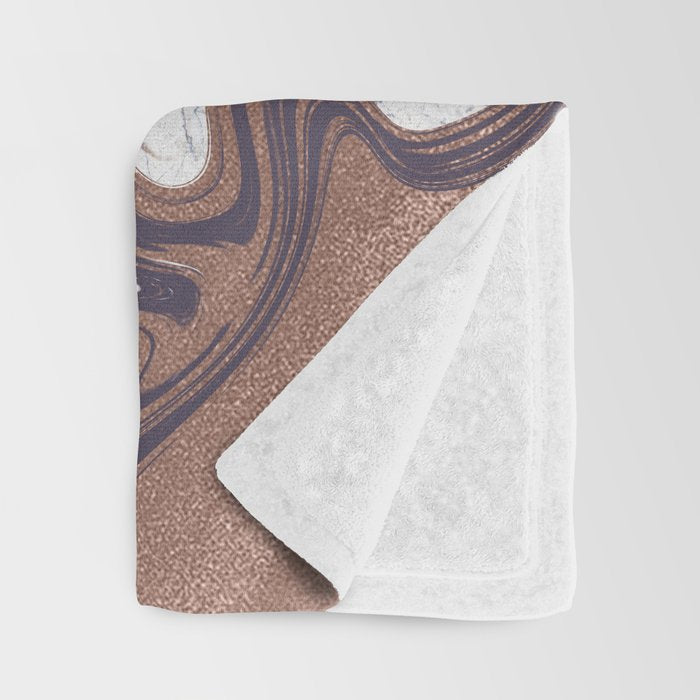 Liquid Rose Gold Violet and Marble Throw Blanket Gallery Image 3