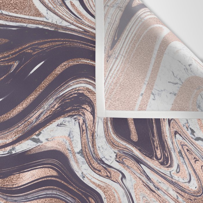 Liquid Rose Gold Violet and Marble Wall Tapestry Gallery Image 3