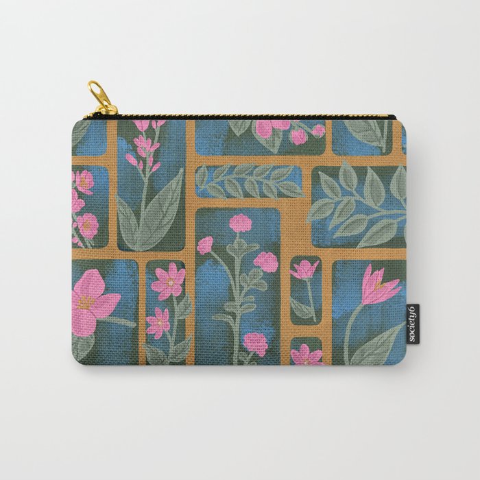 Floral Blocks Pattern Carry All Pouch Gallery Image 1