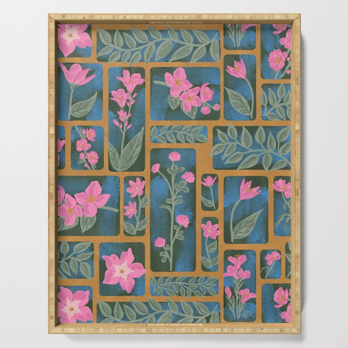 Floral Blocks Pattern Serving Tray Gallery Image 1
