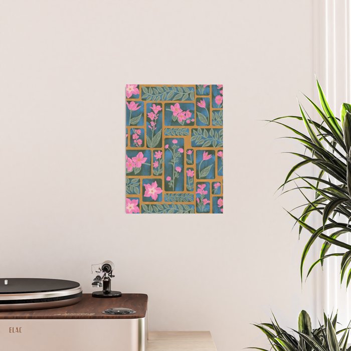 Floral Blocks Pattern Poster Gallery Image 2