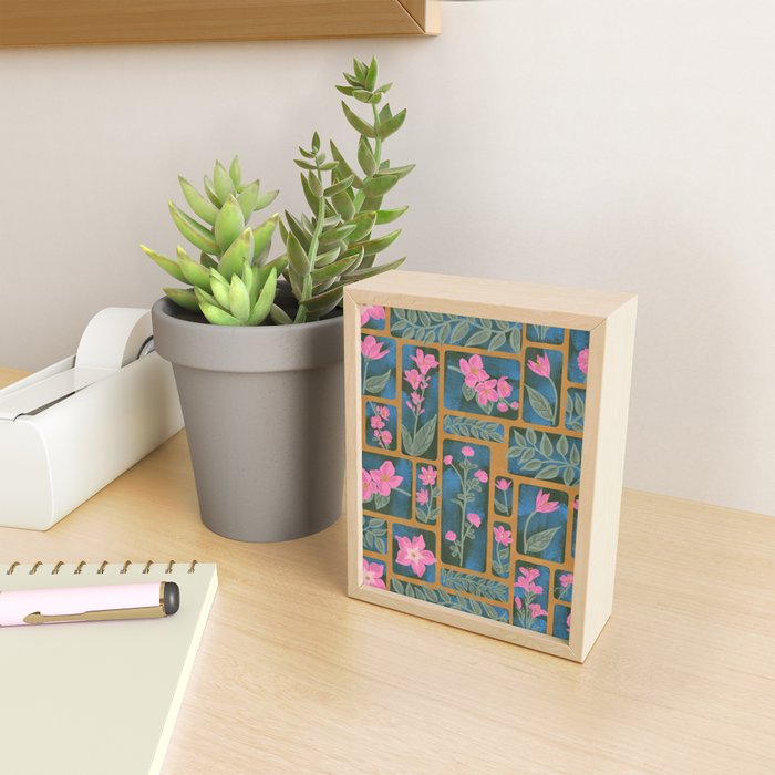 Floral Blocks Pattern Mini Art Print Gallery Image 2