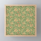 William Morris Vintage Honeysuckle Green & Pink  Mini Art Print Gallery Image 1
