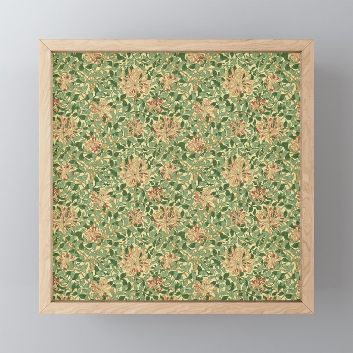 William Morris Vintage Honeysuckle Green & Pink  Mini Art Print Gallery Image 1
