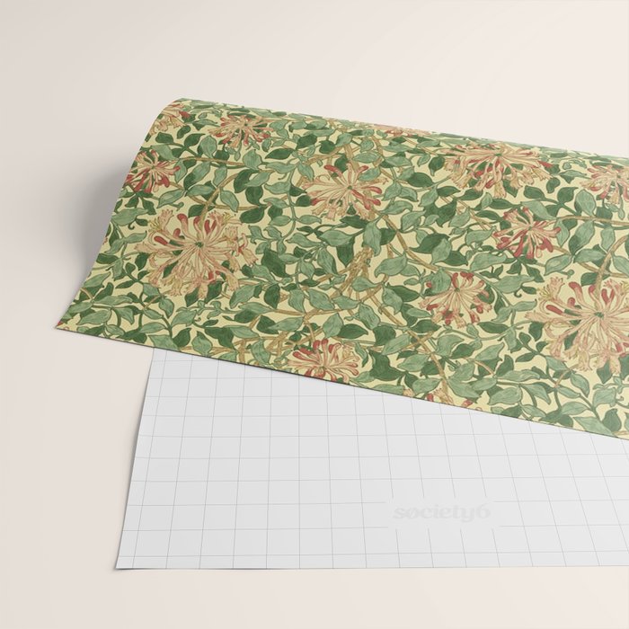 William Morris Vintage Honeysuckle Green & Pink  Wrapping Paper Gallery Image 2