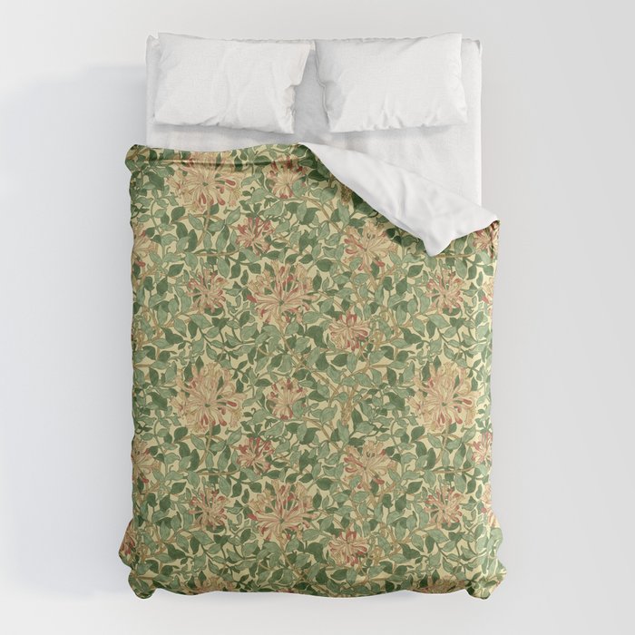 William Morris Vintage Honeysuckle Green & Pink  Duvet Cover Gallery Image 6