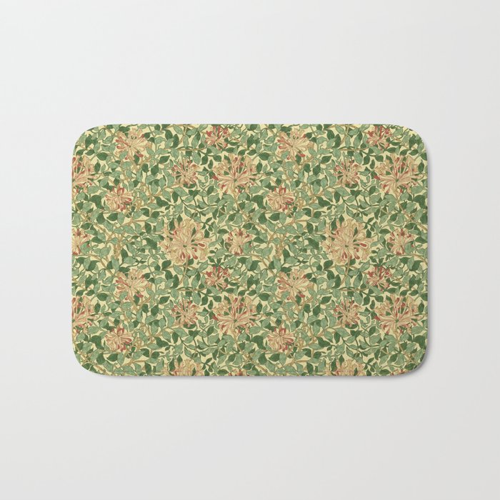 William Morris Vintage Honeysuckle Green & Pink  Bath Mat Gallery Image 1