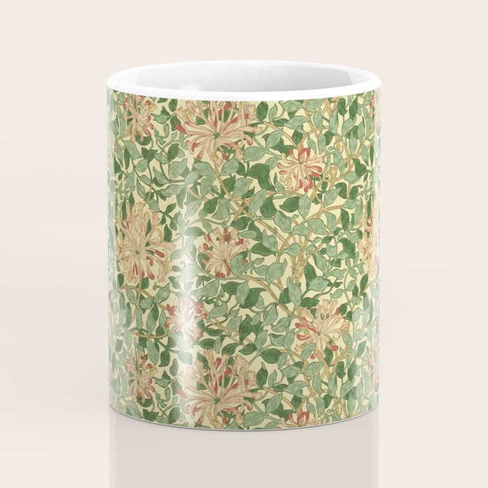 William Morris Vintage Honeysuckle Green & Pink  Coffee Mug Gallery Image 4