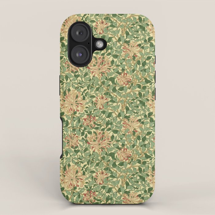 William Morris Vintage Honeysuckle Green & Pink  iPhone Case Gallery Image 1