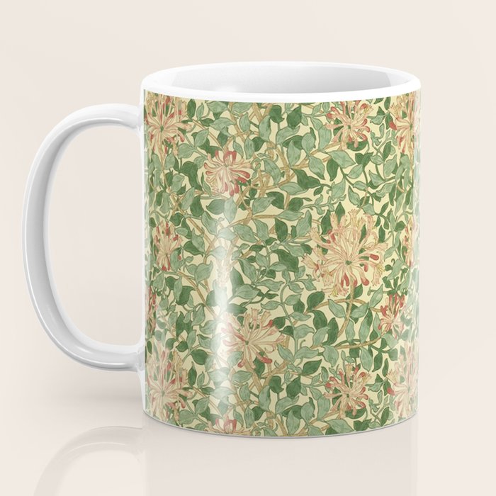 William Morris Vintage Honeysuckle Green & Pink  Coffee Mug Gallery Image 3