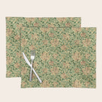 William Morris Vintage Honeysuckle Green & Pink  Placemat Gallery Image 1