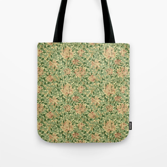 William Morris Vintage Honeysuckle Green & Pink  Tote Bag Gallery Image 1