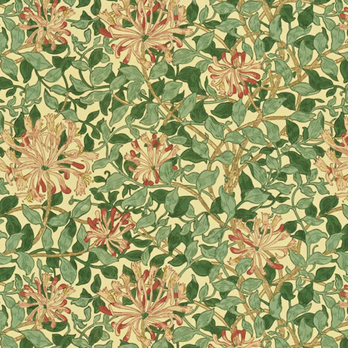 William Morris Vintage Honeysuckle Green & Pink  Coffee Mug Gallery Image 2