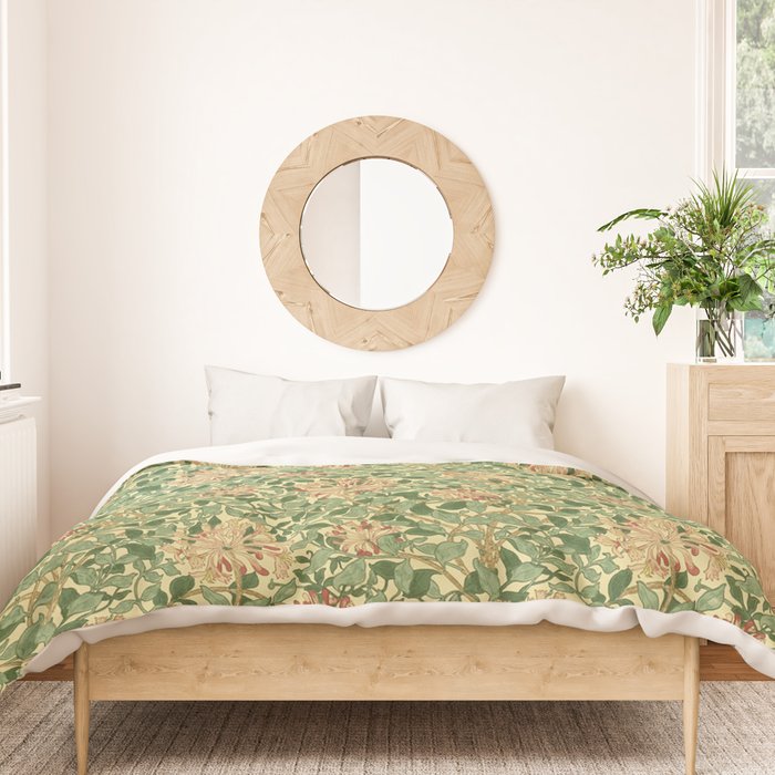 William Morris Vintage Honeysuckle Green & Pink  Duvet Cover Gallery Image 3