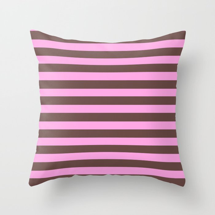 Brown and Pink Stripes Throw Pillow Gallery Image 1