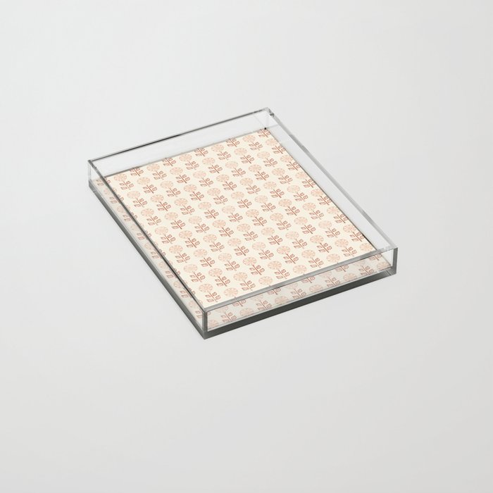 block print floral - terracotta cream Acrylic Tray Gallery Image 2
