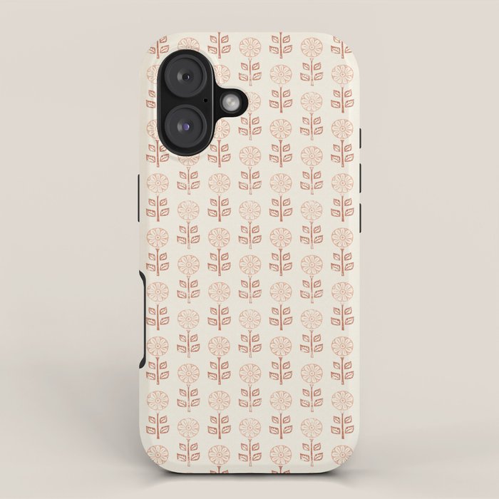 block print floral - terracotta cream iPhone Case Gallery Image 1