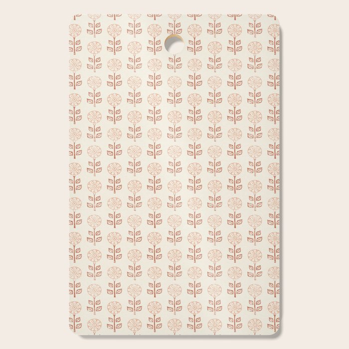 block print floral - terracotta cream Cutting Board Gallery Image 1