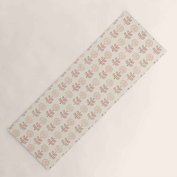 block print floral - terracotta cream Yoga Mat Gallery Image 1
