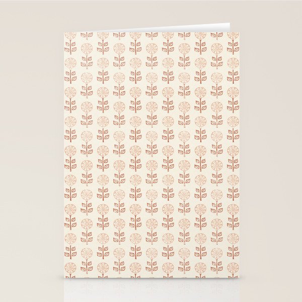 block print floral - terracotta cream Stationery Card Gallery Image 2