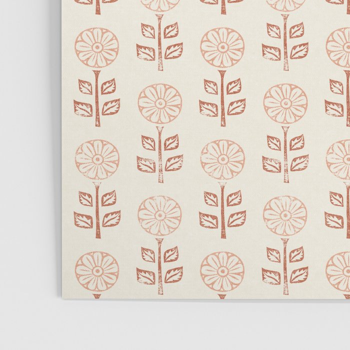block print floral - terracotta cream Poster Gallery Image 3