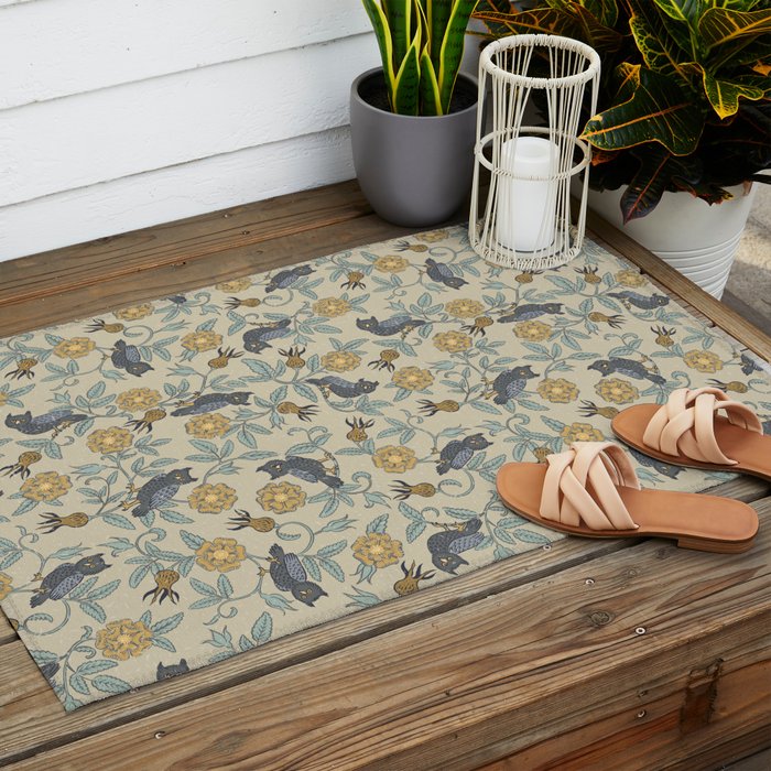 Tudor Owls in Grey Outdoor Rug Gallery Image 2