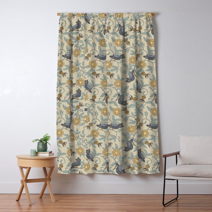 Tudor Owls in Grey Window Curtain Gallery Image 1