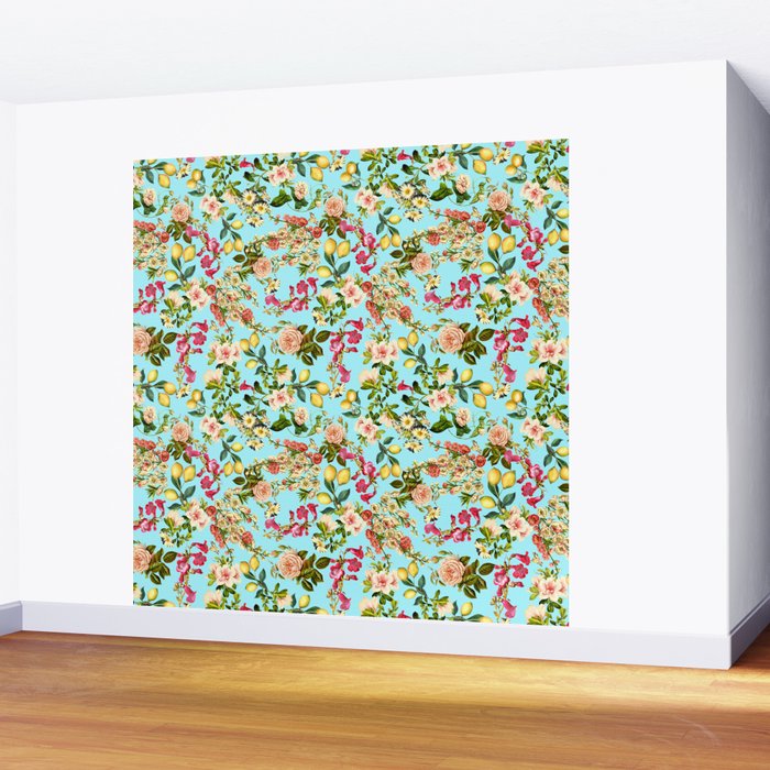 Lemon and Leaf Pattern IV Wall Mural Gallery Image 2