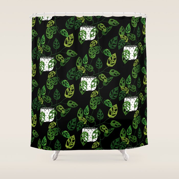 Back monstera obliqua Shower Curtain Gallery Image 1