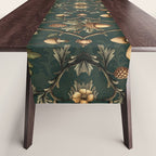 William Morris Style Forest Tales Cabincore Pattern Green Table Runner Gallery Image 1