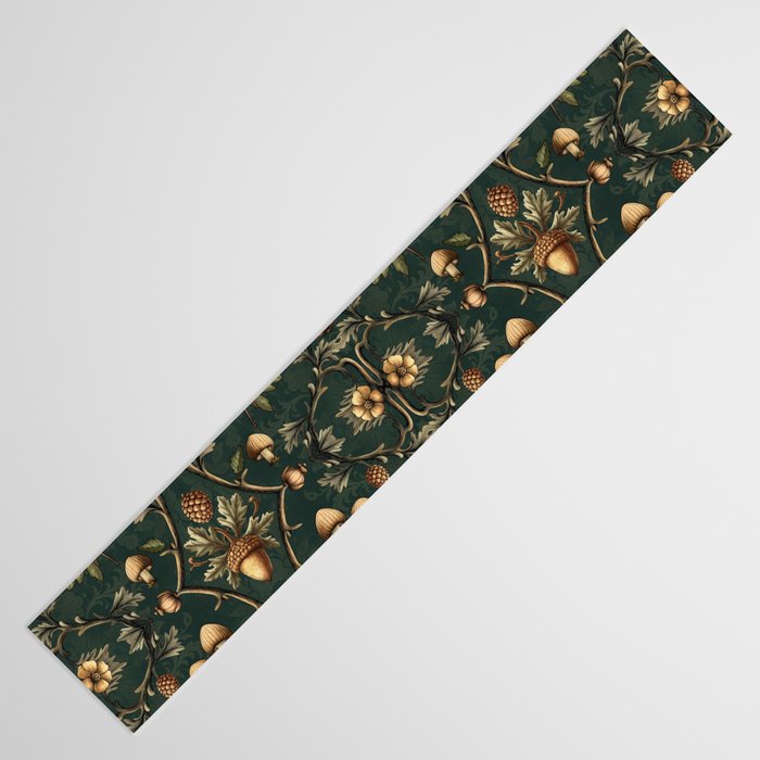 William Morris Style Forest Tales Cabincore Pattern Green Table Runner Gallery Image 3