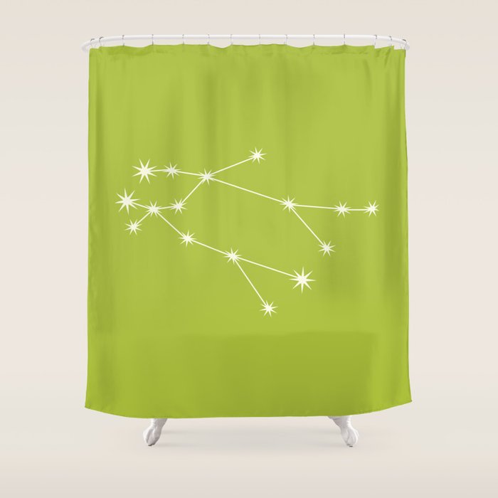 Gemini Zodiac Star Constellation Line Art Chartreuse Green Shower Curtain Gallery Image 1