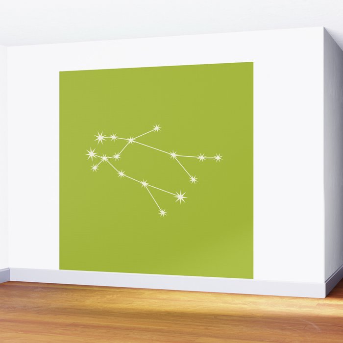 Gemini Zodiac Star Constellation Line Art Chartreuse Green Wall Mural Gallery Image 2
