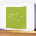 Gemini Zodiac Star Constellation Line Art Chartreuse Green Wall Mural Gallery Image 2